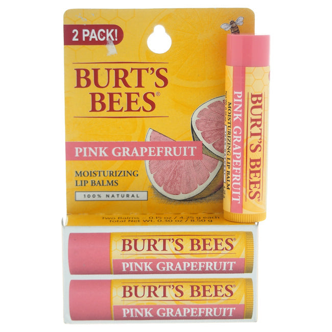 Burts Bees Pink Grapefruit Moisturizing Lip Balm Twin Pack by Burts Bees for Unisex - 2 x 0.15 oz Lip Balm