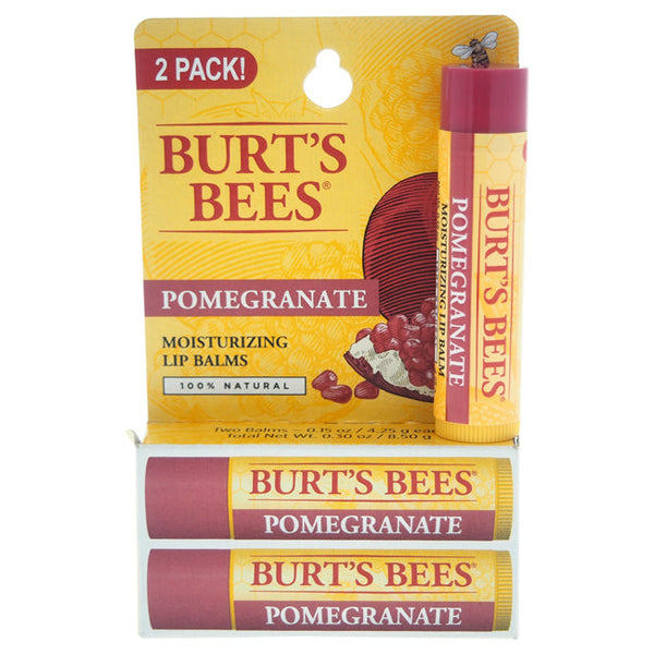 Burts Bees Pomegranate Moisturizing Lip Balm Twin Pack by Burts Bees for Unisex - 2 x 0.15 oz Lip Balm