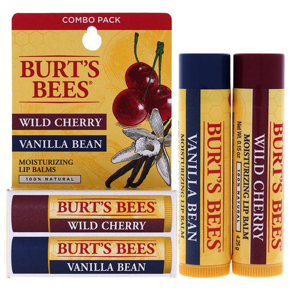 Burt's Bees Wild Cherry and Vanilla Bean Moisturizing Lip Balm Twin Pack by Burts Bees for Unisex - 2 x 0.15 oz Lip Balm