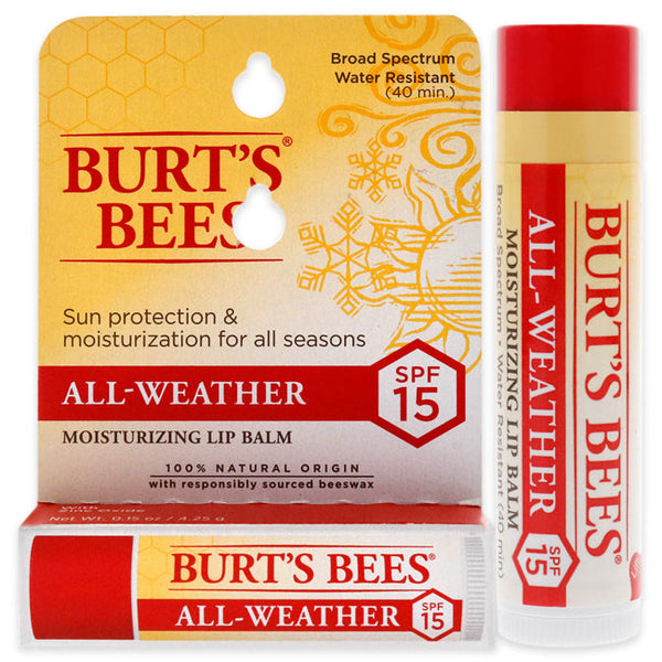 Burts Bees All-Weather Moisturizing Lip Balm Blister SPF 15 by Burts Bees for Unisex - 0.15 oz Lip Balm