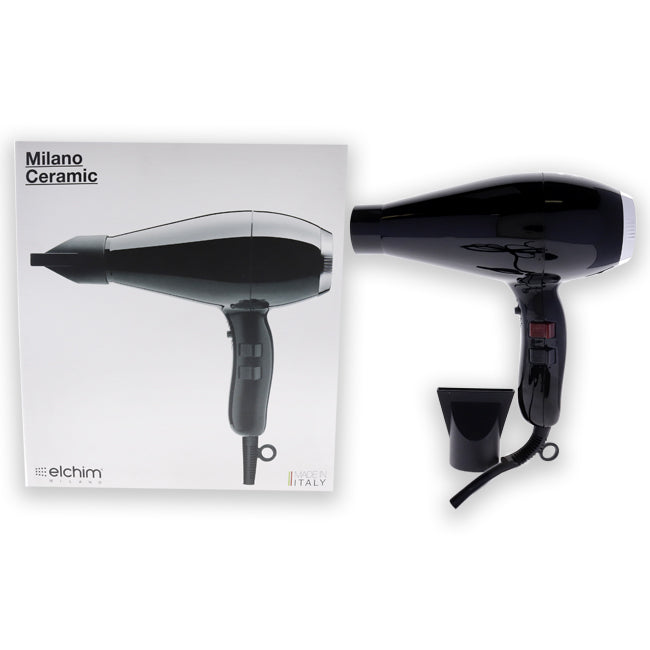 Elchim Milano Ceramic Hair Dryer - Black-Silver by Elchim for Unisex - 1 Pc Hair Dryer