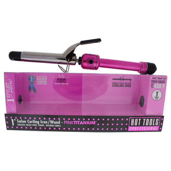 Hot Tools Pink Titanium Salon Curling Iron/Wand - Model # HPK44 - Pink/Silver by Hot Tools for Unisex - 1 Inch Curling Iron