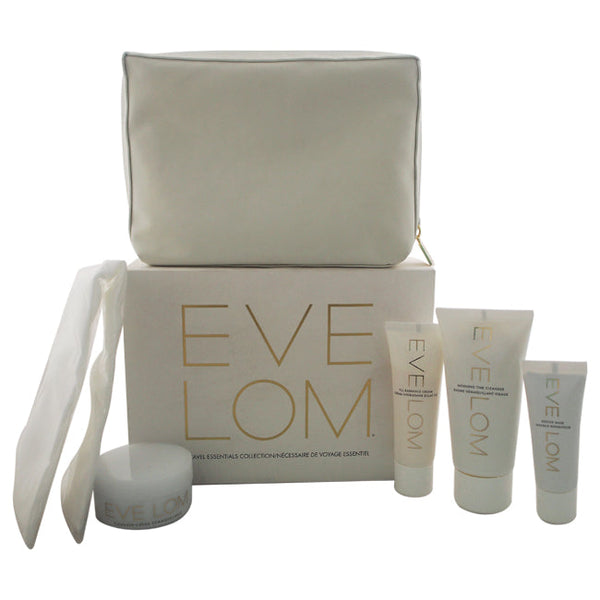 Eve Lom Travel Essentials Collection by Eve Lom for Unisex - 5 Pc Kit 1oz Cleanser, 1.6oz Morning Time Cleanser, 0.49oz Rescue Mask, 0.85oz TLC Radiance Cream, Muslin Cloth