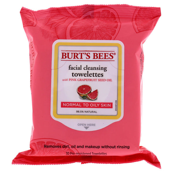 Burts Bees Facial Cleansing Towelettes - Pink Grapefruit by Burts Bees for Unisex - 30 Count Towelettes