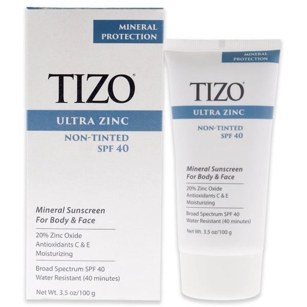 Tizo Ultra Zinc Body and Face Non-tinted SPF 40 by Tizo for Unisex - 3.5 oz Sunscreen