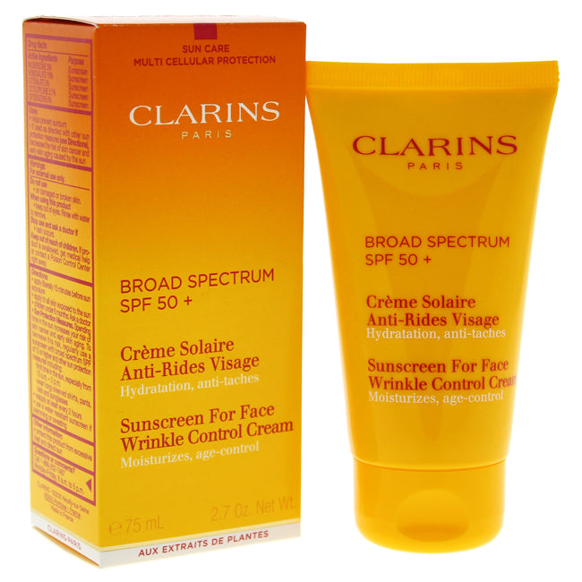 Clarins Sunscreen For Face Wrinkle Control Cream SPF 50 by Clarins for Unisex - 2.7 oz Sunscreen