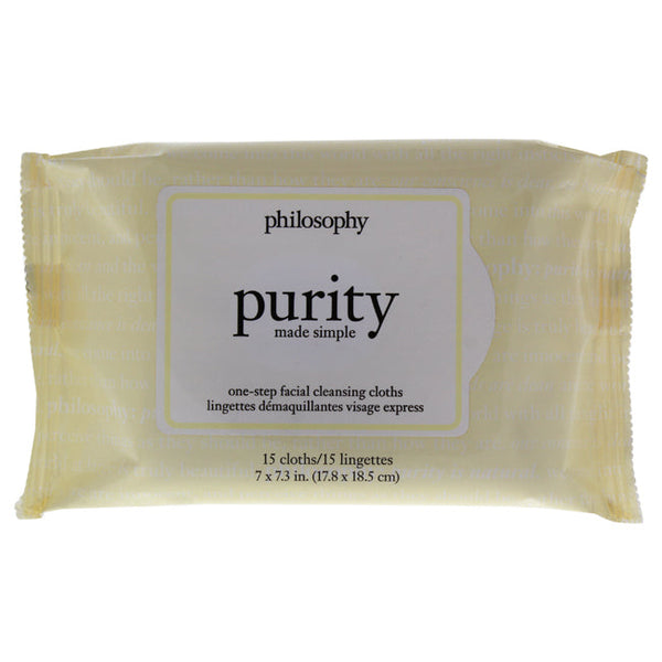 Philosophy Purity Made Simple One Step Facial Cleansing Cloths by Philosophy for Unisex - 15 Count Wipes