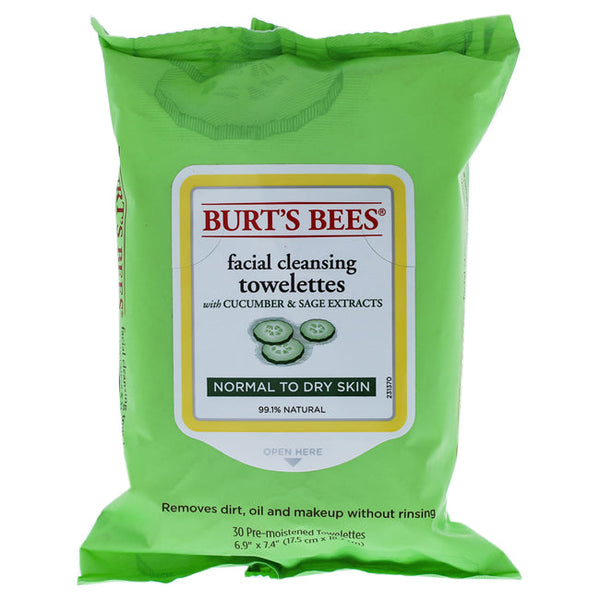 Burts Bees Facial Cleansing Towelettes - Cucumber & Sage by Burts Bees for Unisex - 30 Count Towelettes