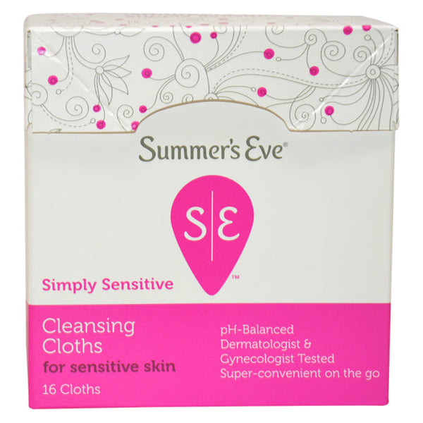 Summers Eve Feminine Cleansing Cloths for Sensitive Skin by Summers Eve for Women - 16 Pc Cloths