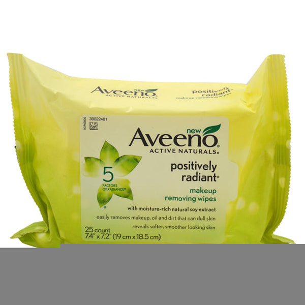 Aveeno Positively Radiant Makeup Removing Wipes by Aveeno for Women - 25 Count Wipes