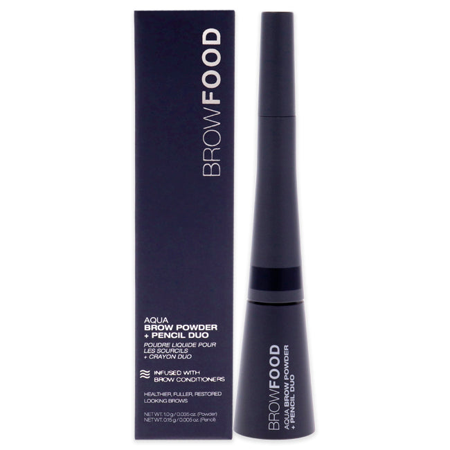 LashFood BrowFood Aqua Brow Powder and Pencil Duo - Charcoal by LashFood for Women - 1 Pc 0.035oz Brow Powder, 0.005oz Pencil