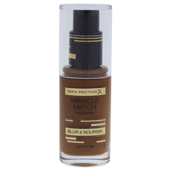 Max Factor Miracle Match Foundation - # 100 Sun Tan by Max Factor for Women - 1 oz Foundation