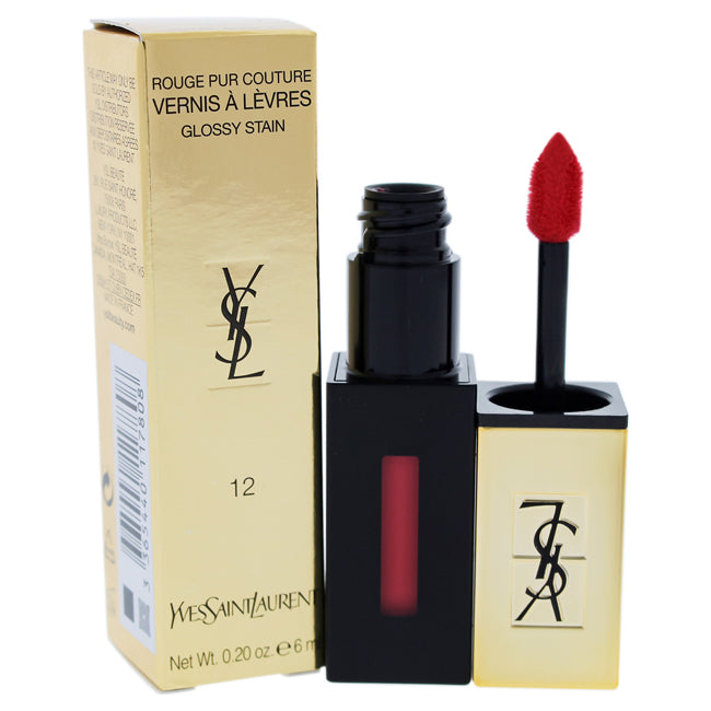 Yves Saint Laurent Rouge Pur Couture Vernis A Levres Glossy Stain - 12 Corail Acrylic by Yves Saint Laurent for Women - 0.2 oz Lip Gloss