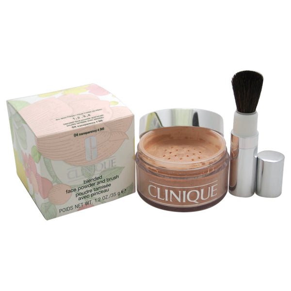 Clinique Blended Face Powder and Brush - # 04 Transparency 4 (M)- All Skin Types by Clinique for Women - 1.2 oz Powder