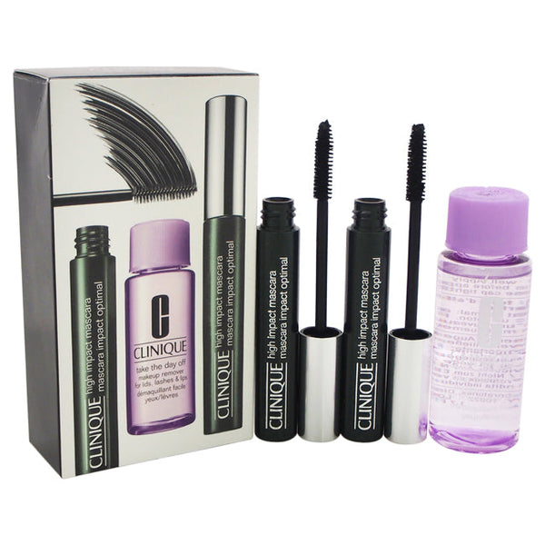 Clinique Perfect Partners Set by Clinique for Women - 3 Pc Set 2 x 0.28oz High Impact Mascara - 01 Black, 1.7oz Take The Day Off Make Up Remover