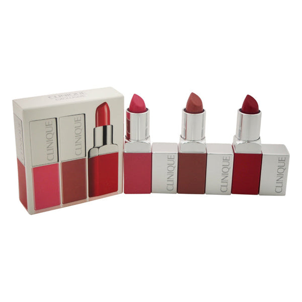 Clinique Clinique Pop Lip Colour + Primer Trio by Clinique for Women - 3 x 0.13 oz Bare Pop (02), Sweet Pop (09), Cherry Pop (08)