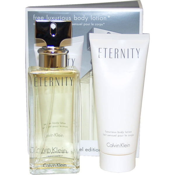 Calvin Klein Eternity by Calvin Klein for Women - 2 Pc Gift Set 3.4oz EDP Spray, 3.4oz Luxurious Body Lotion