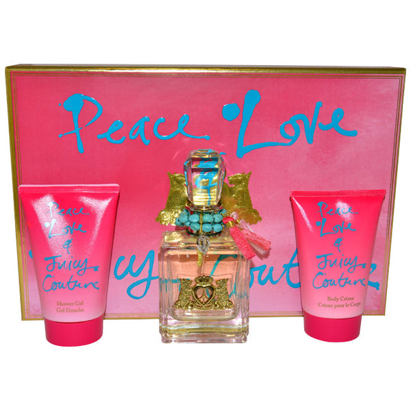 Juicy Couture Peace Love & Juicy Couture by Juicy Couture for Women - 3 Pc Gift Set 3.4oz EDP Spray, 4.2oz Shower Gel, 4.2oz Body Creme