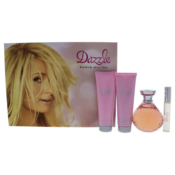 Paris Hilton Dazzle by Paris Hilton for Women - 4 Pc Gift Set 4.2oz EDP Spray, 0.34oz EDP Rollerball, 3oz Body Lotion, 3oz Bath & Shower Gel