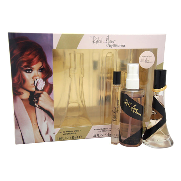 Rihanna Rebl Fleur by Rihanna for Women - 3 Pc Gift Set 1oz EDP Spray, 0.34oz EDP Spray, 4oz Body Spray