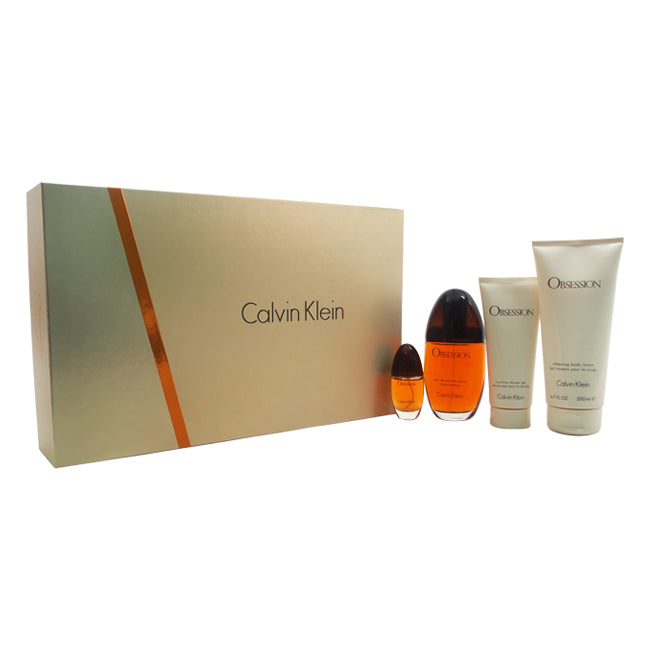 Calvin Klein Obsession by Calvin Klein for Women - 4 Pc Gift Set 3.4oz EDP Spray, 0.5oz EDP Spray, 3.4oz Shower Gel, 6.7oz Body Lotion