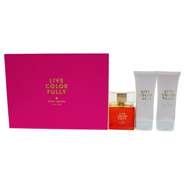 Kate Spade Live Colorfully Fragrance Set by Kate Spade for Women - 3 Pc Gift Set 3.4oz EDP spray, 1.7oz Body Lotion, 1.7oz Shower Cream