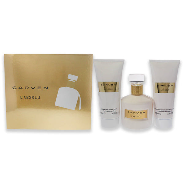 Carven LAbsolu by Carven for Women - 3 Pc Gift Set 3.33oz EDP Spray, 3.33oz Perfumed Body Milk, 3.33oz Perfumed Bath and Shower Gel