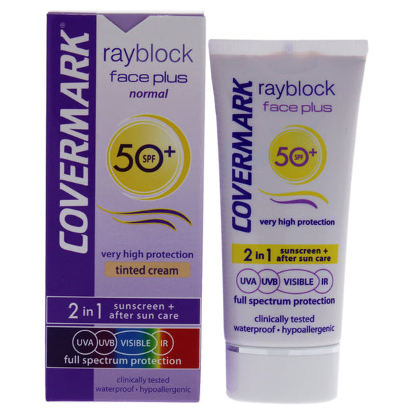 Covermark Rayblock Face Plus Tinted Cream 2-in-1 Waterproof SPF50-Normal Skin-Light Beige by Covermark for Women - 1.69 oz Sunscreen