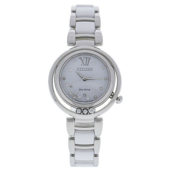 Citizen EM0320-83A Eco-Drive Sunrise Stainless Steel & White Ceramic Bracelet Watch by Citizen for Women - 1 Pc Watch