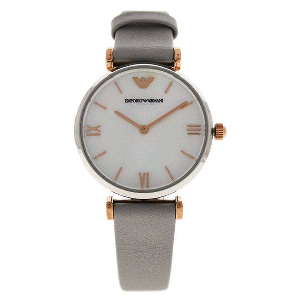 Emporio Armani AR1965 Gianni T-Bar Gray Leather Strap Watch by Emporio Armani for Women - 1 Pc Watch