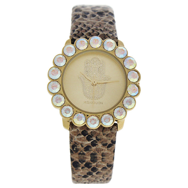 Manoush MSHSCGL Scarlett - Gold Crocodile Leather Strash Watch by Manoush for Women - 1 Pc Watch