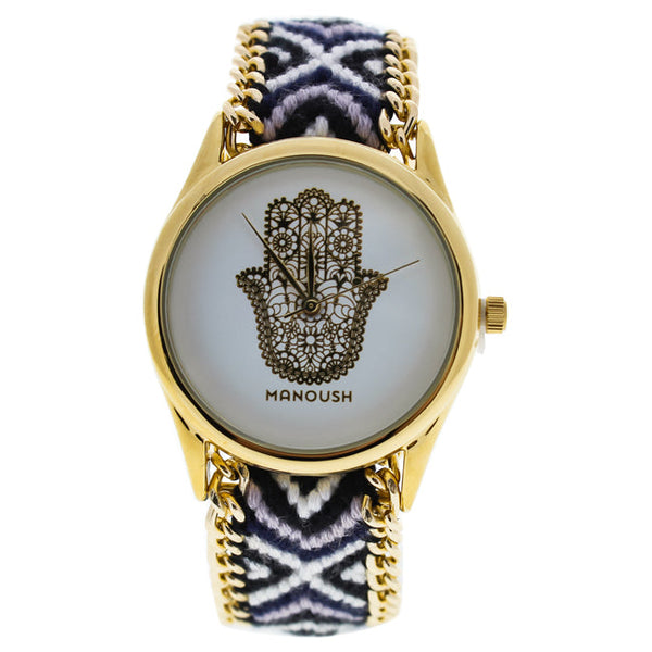 Manoush MSHHIWH Hindi Hand - Gold/Black Nylon Strap Watch by Manoush for Women - 1 Pc Watch