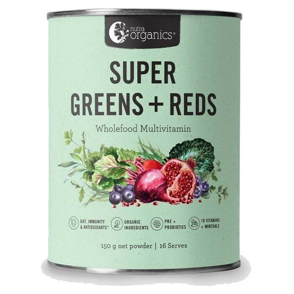 Nutra Organics Super Greens + Reds 150g Powder
